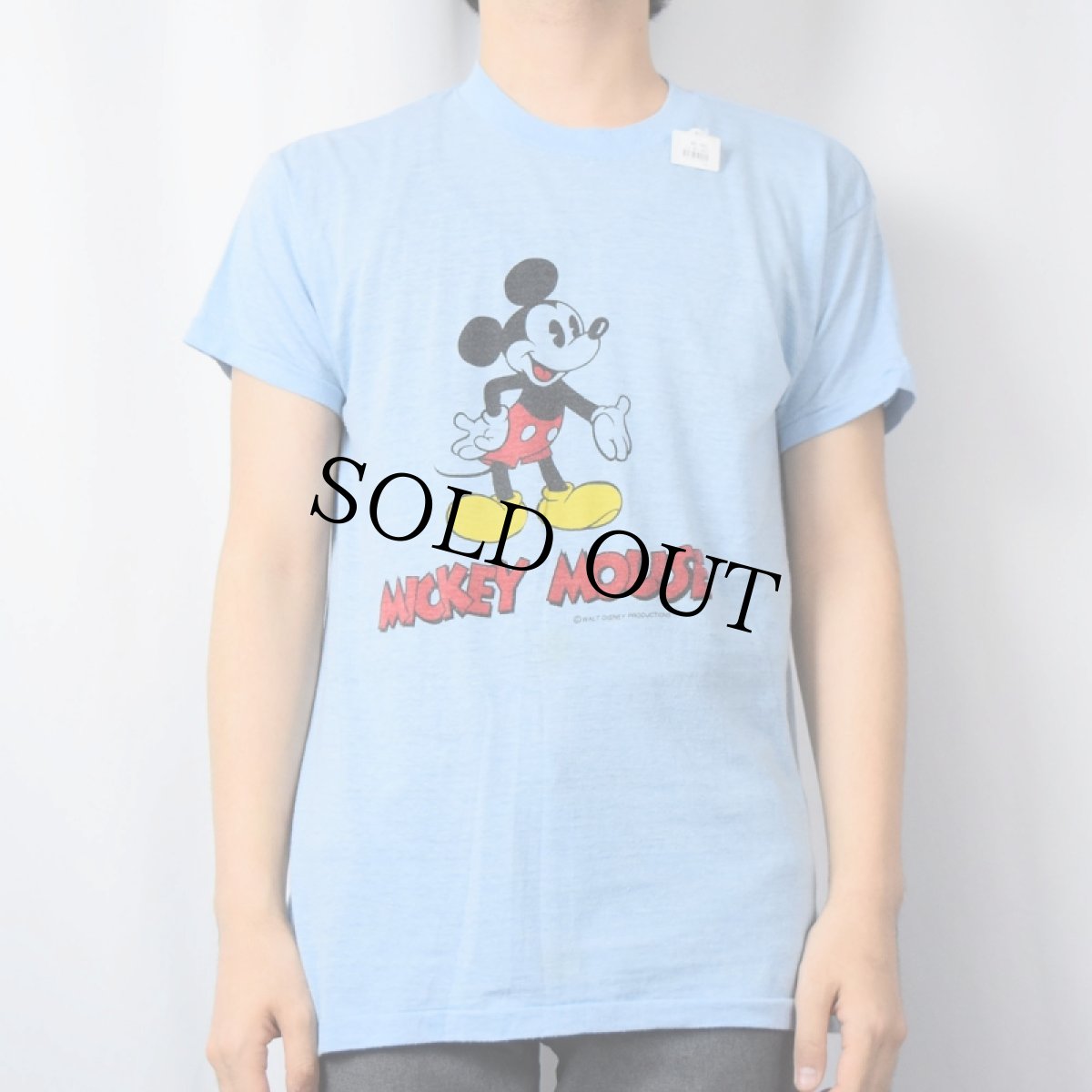 画像2: 70〜80's Disney MICKEY MOUSE キャラクター染み込みプリントTシャツ (2)