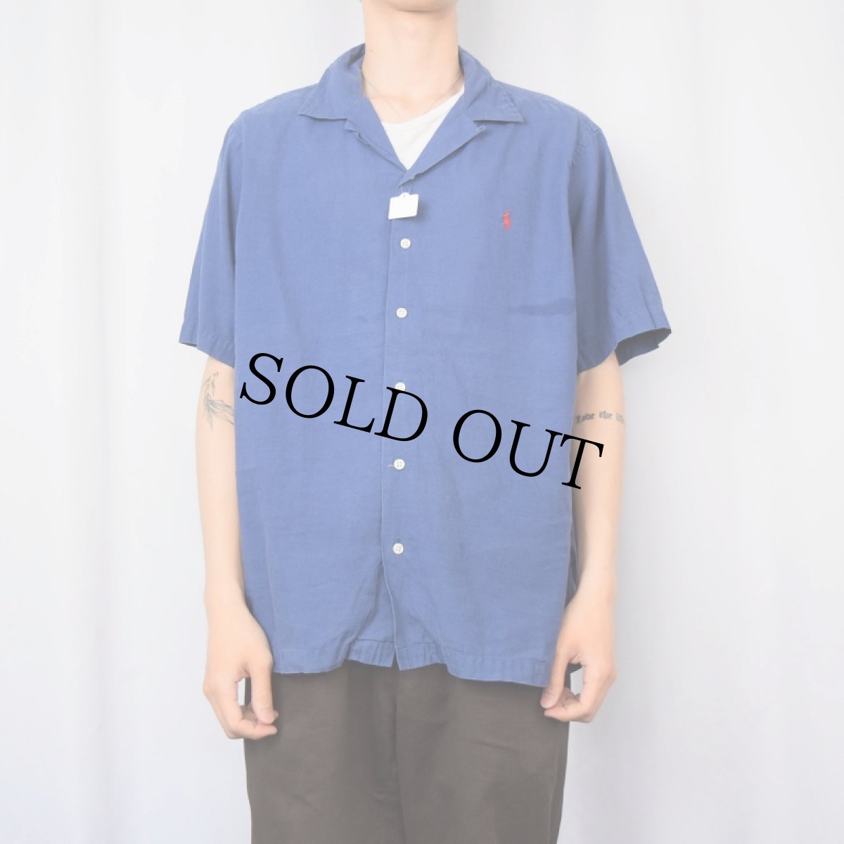 画像2: POLO Ralph Lauren "CURHAM CLASSIC FIT" リネン×コットン オープンカラーシャツ L (2)