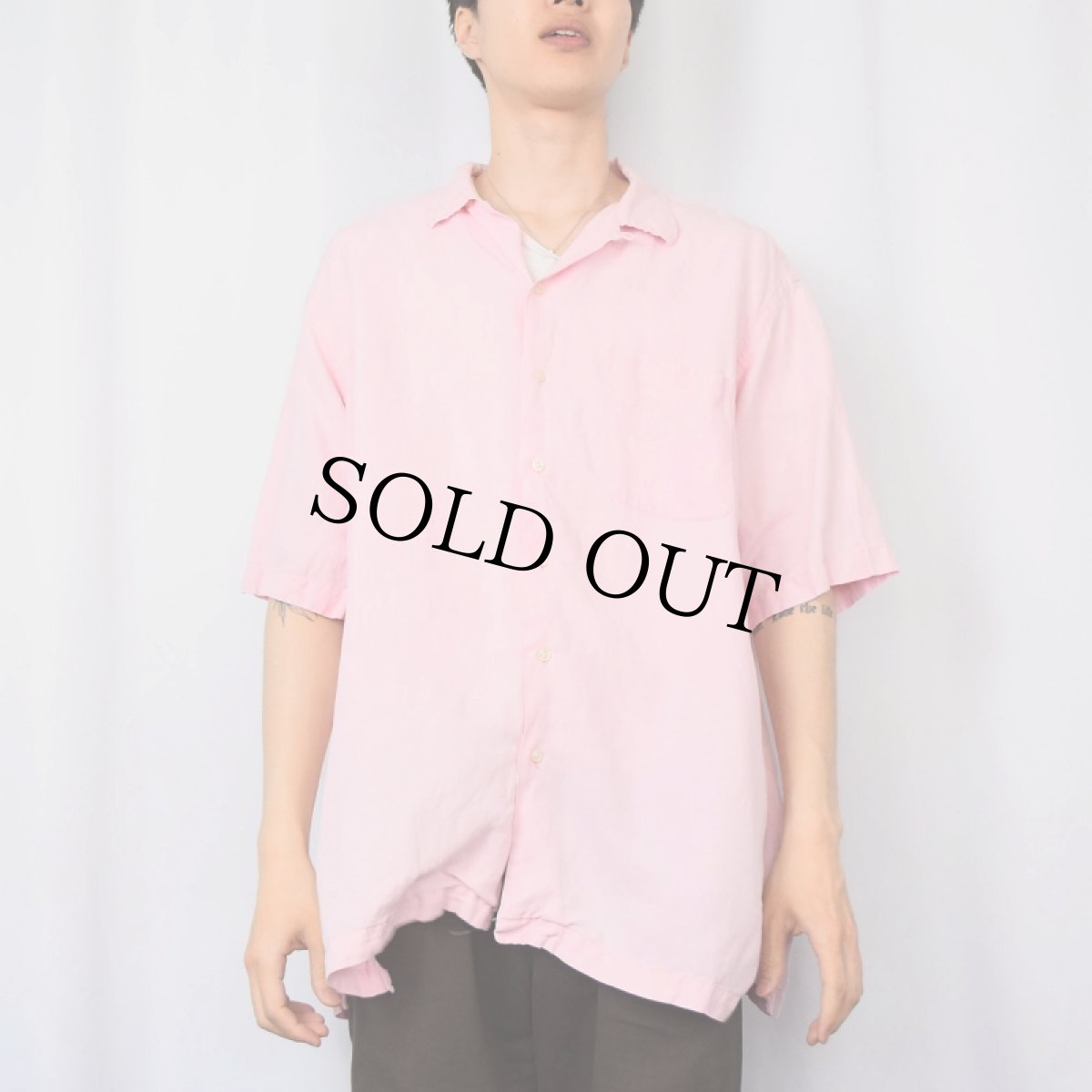 画像2: POLO Ralph Lauren "CALDWELL" シルク×リネン オープンカラーシャツ XL (2)