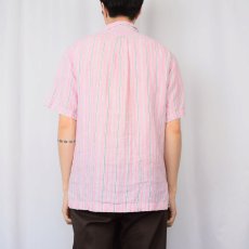 画像3: POLO Ralph Lauren "CALDWELL" リネン ストライプ柄オープンカラーシャツ S (3)