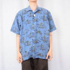 画像2: POLO Ralph Lauren "CLAYTON" サーフ柄 コットンハワイアンシャツ L (2)