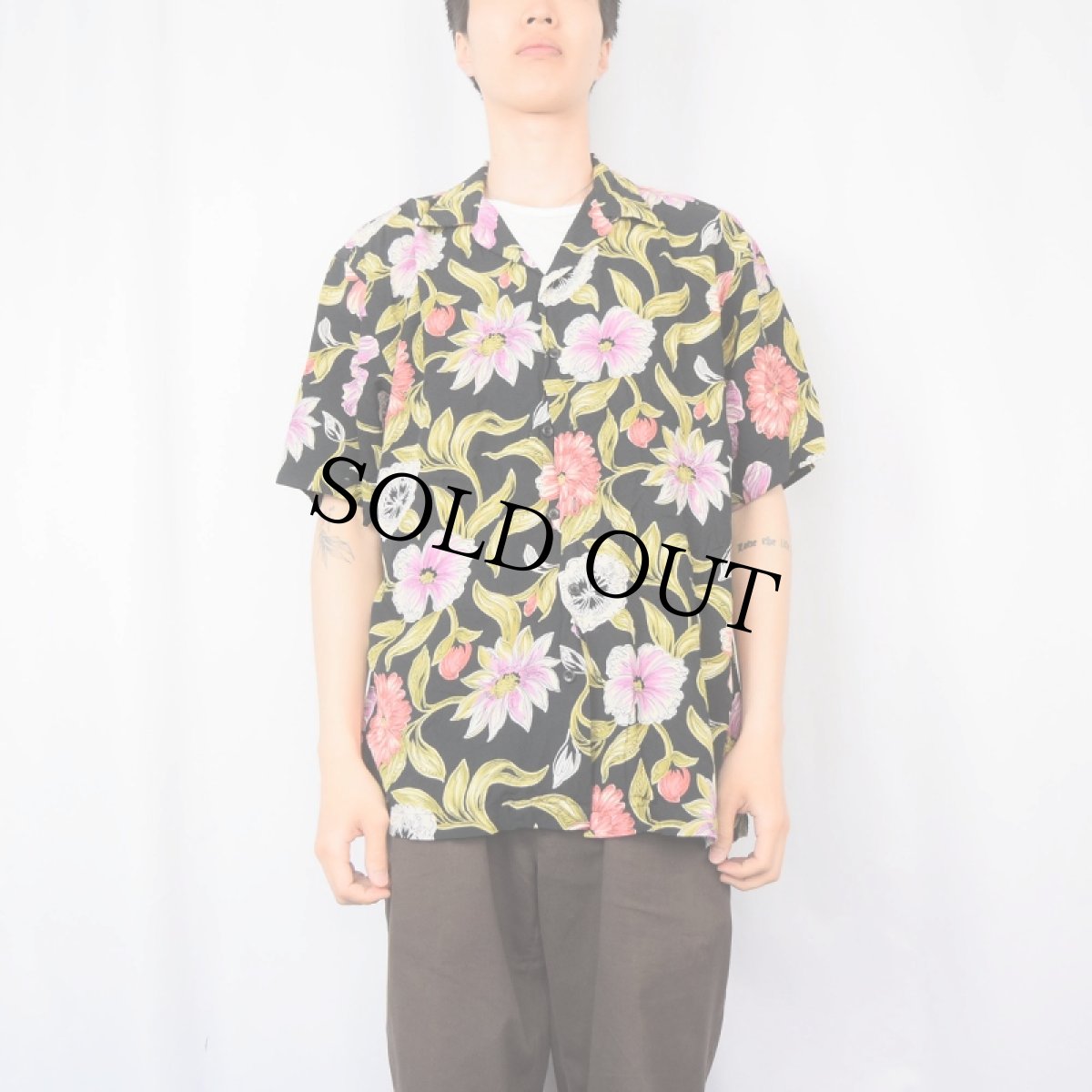 画像2: POLO Ralph Lauren "CLAYTON" 花柄レーヨンハワイアンシャツ M (2)