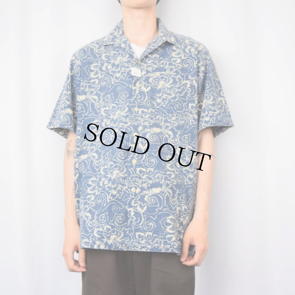 画像2: POLO Ralph Lauren 総柄コットンハワイアンシャツ L (2)