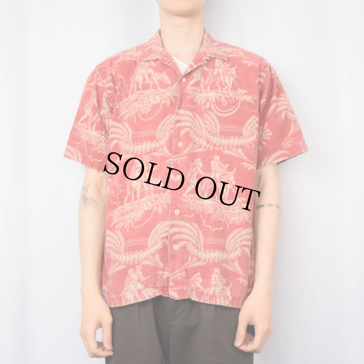 画像2: POLO Ralph Lauren "CALDWELL" 総柄コットンハワイアンシャツ M (2)