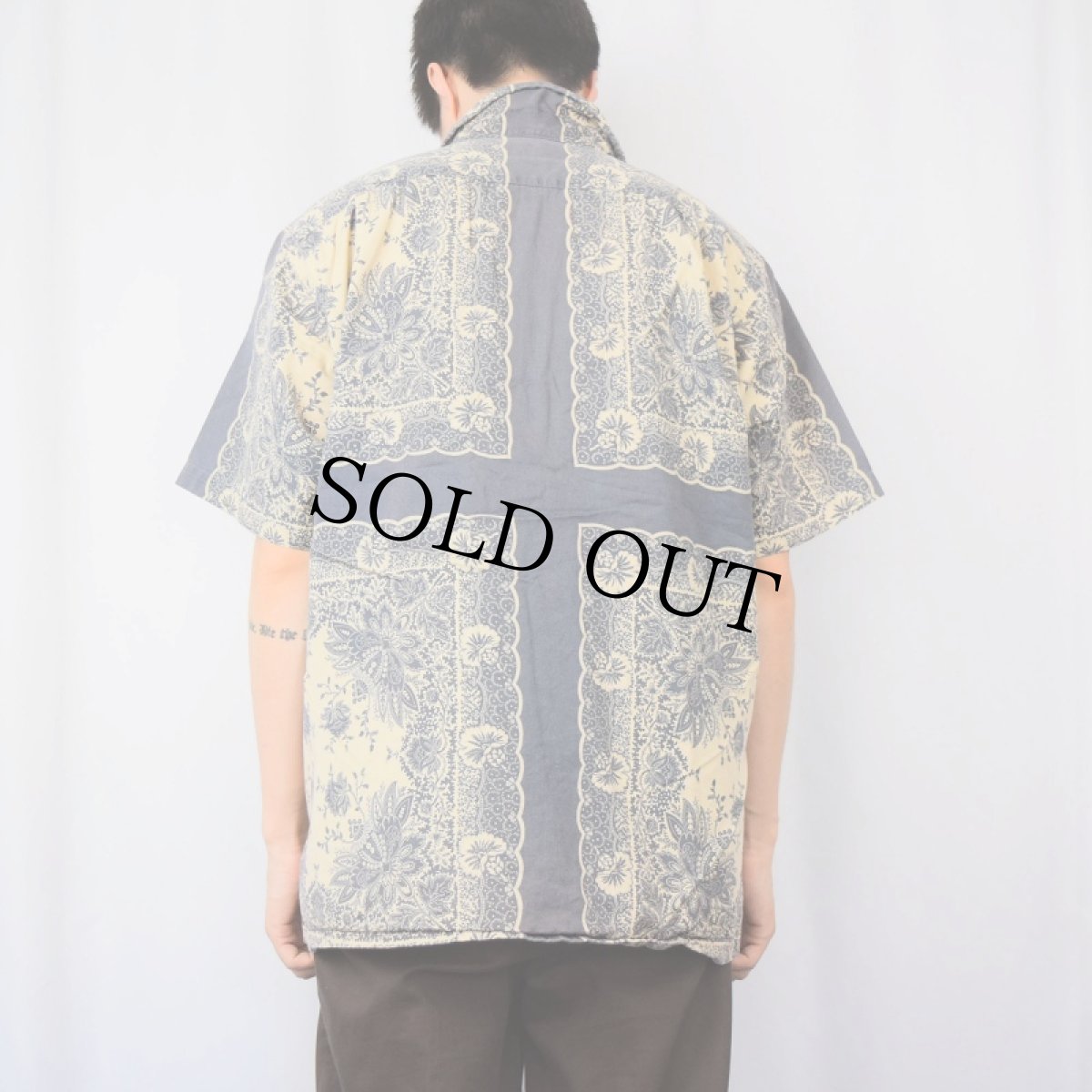 画像3: RLX POLO SPORT Ralph Lauren バンダナ柄 コットンオープンカラーシャツ L (3)