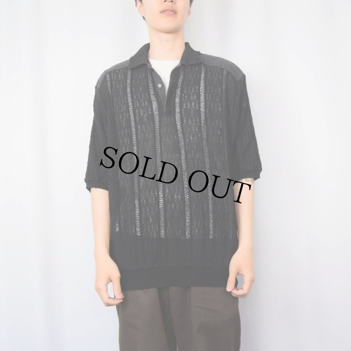 画像2: 90's St. Croix USA製 コットンニット メッシュポロシャツ XL (2)