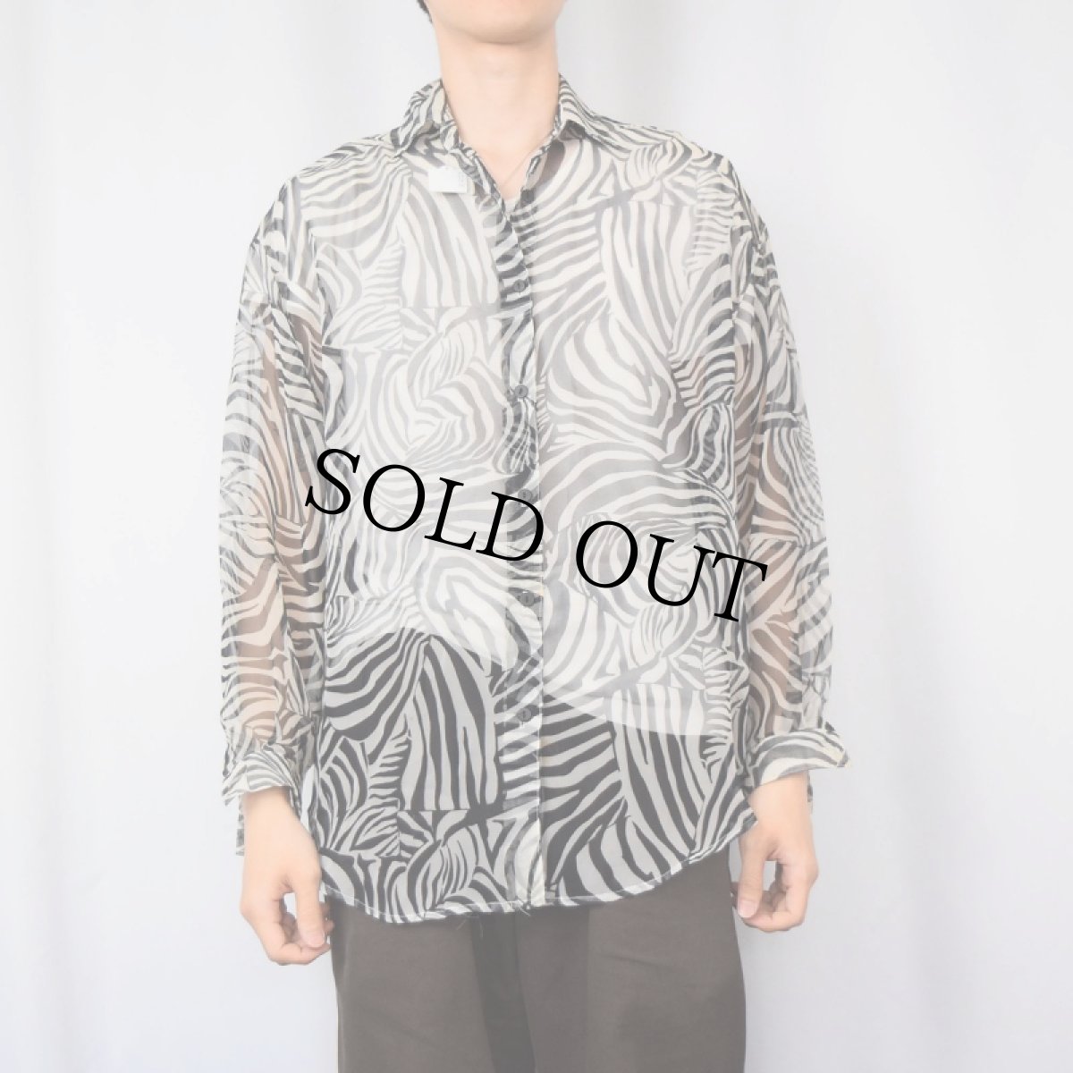画像2: 80's FORENZA USA製 ゼブラ柄 シースルーシャツ S (2)