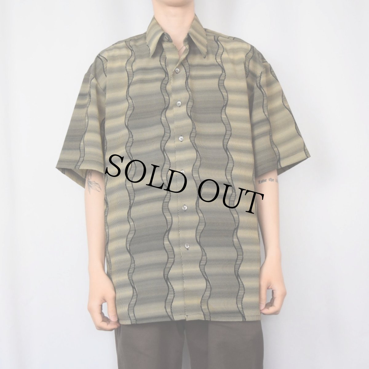 画像2: 80's Mongini collection USA製 総柄デザインポリシャツ L (2)