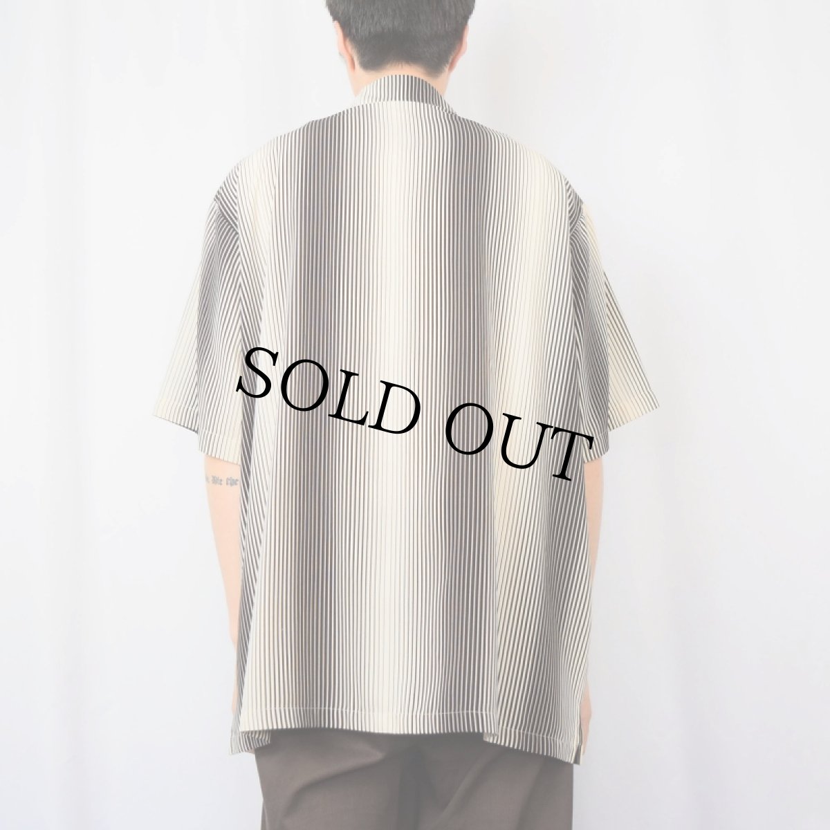 画像3: ストライプ柄 デザインオープンカラーシャツ L (3)