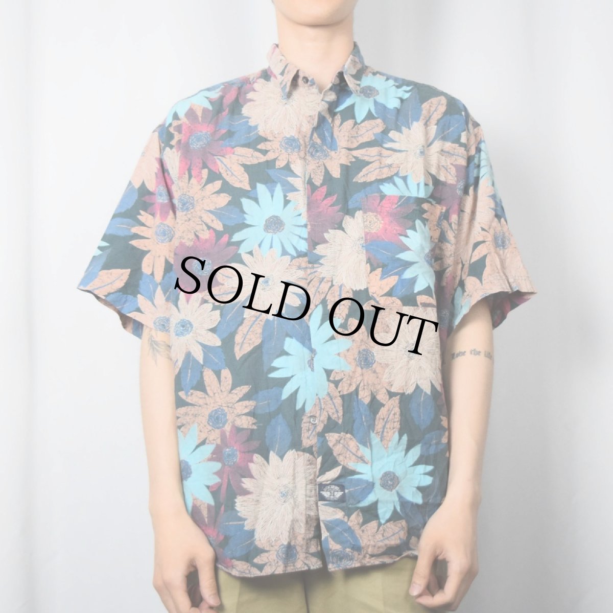 画像2: 90's DOCKERS 花柄 レーヨン×コットンシャツ L (2)