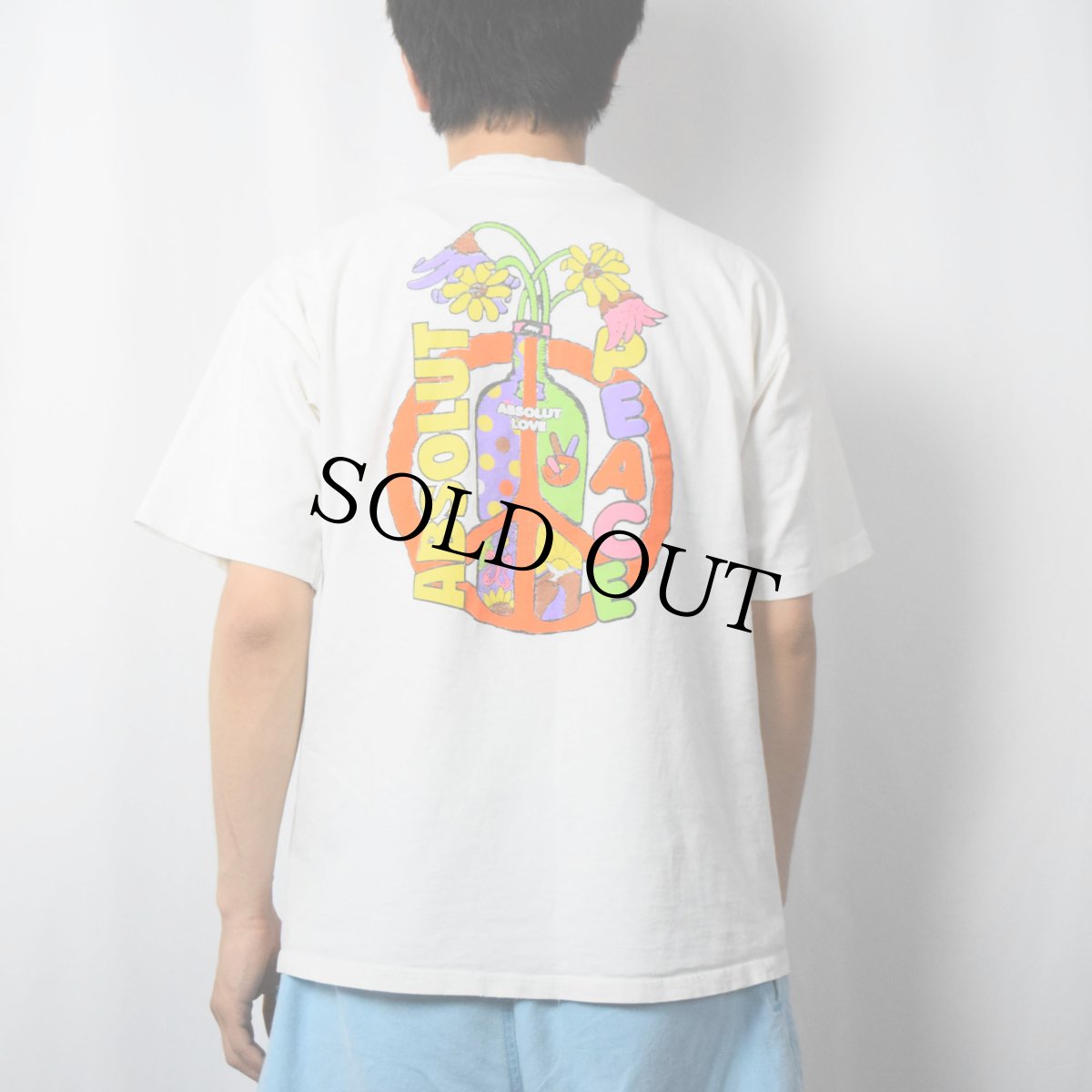 画像3: 90's USA製 PEACE ABSOLUT プリントTシャツ L (3)