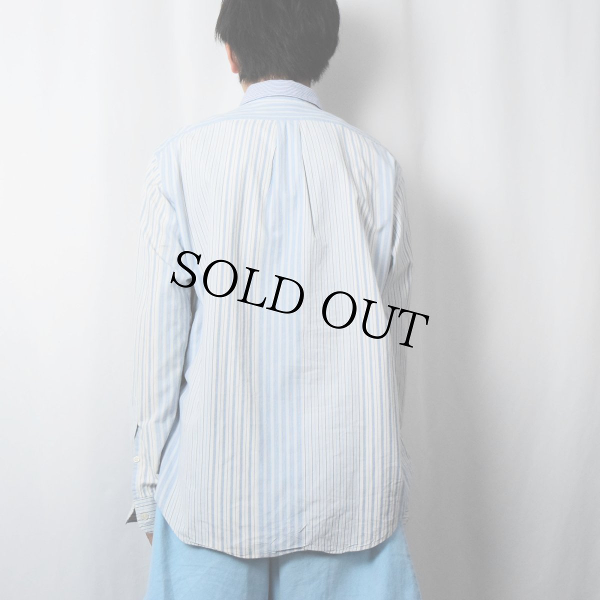 画像3: Ralph Lauren "CLASSIC FIT" マルチストライプ柄 ボタンダウンコットンシャツ M (3)