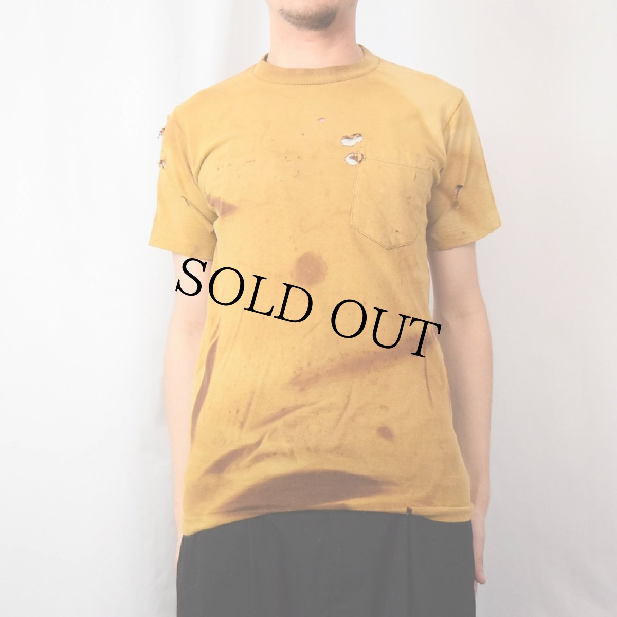 画像3: 70's TOWN CRAFT USA製 無地ポケットTシャツ S (3)