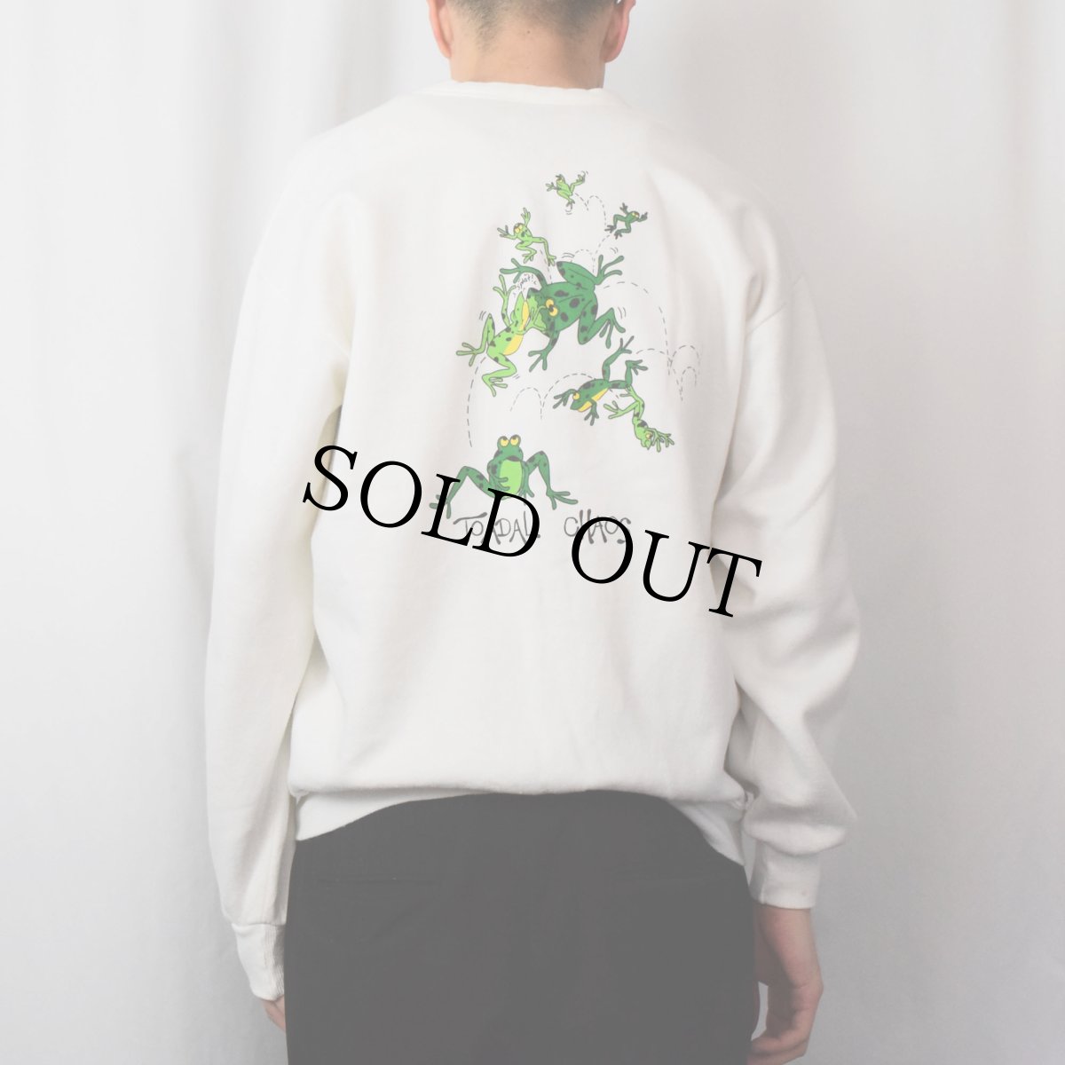 画像4: 90's USA製 カエルプリント スウェットカーディガン ONE SIZE (4)