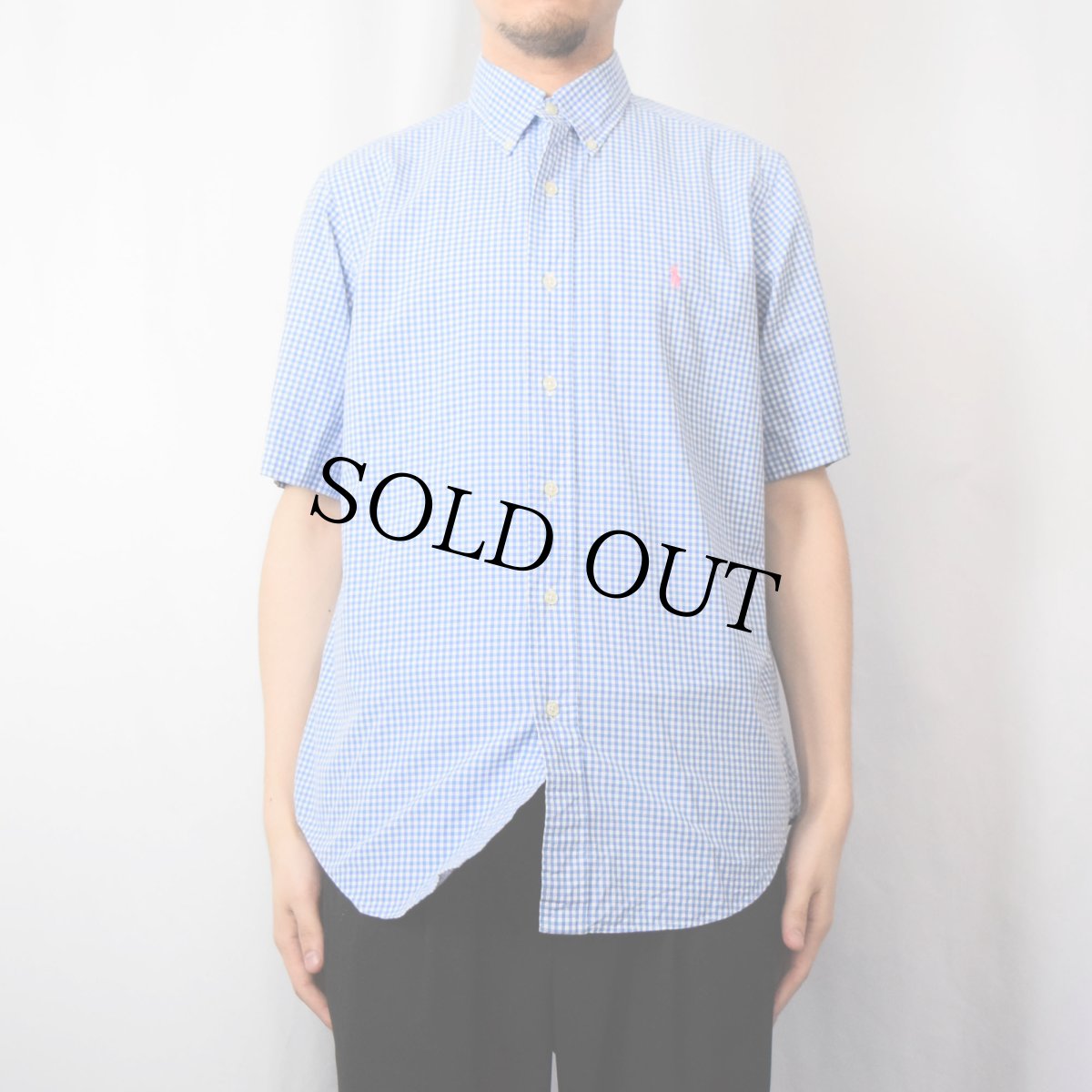 画像2: Ralph Lauren "CLASSIC FIT" ギンガムチェック柄 コットンボタンダウンシャツ M (2)