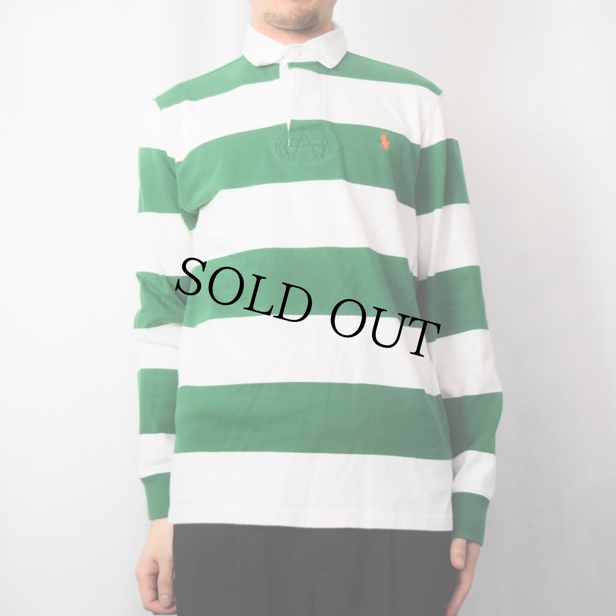 画像2: POLO Ralph Lauren ボーダー柄 ラガーシャツ M (2)