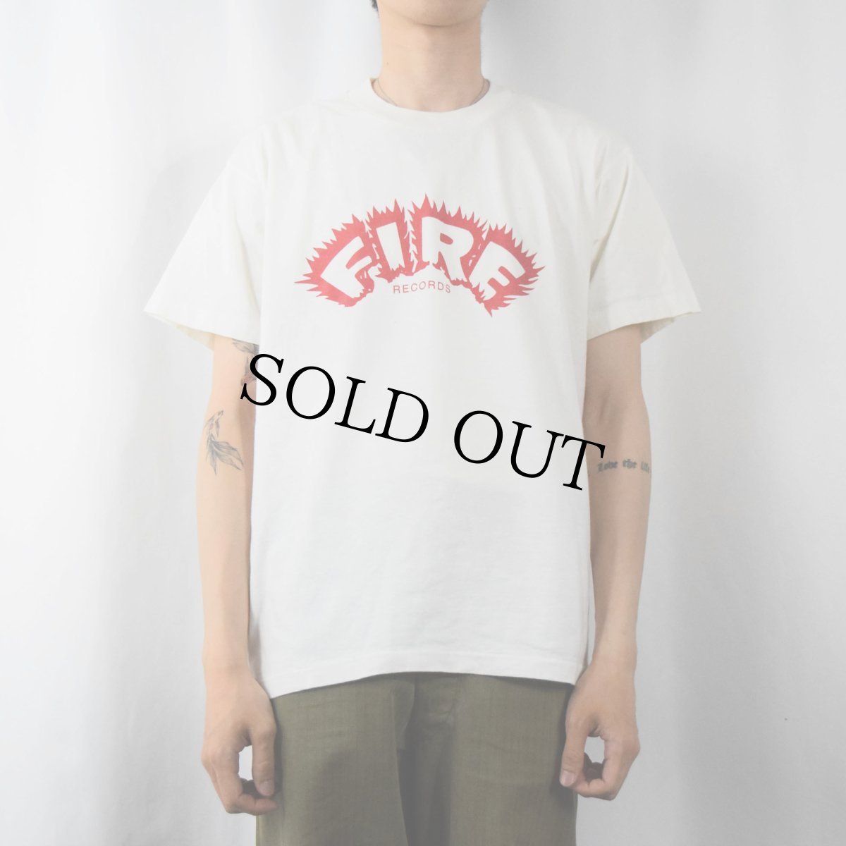 画像2: 90's FIRE RECORDS USA製 インディーズレコードレーベル プリントTシャツ L (2)