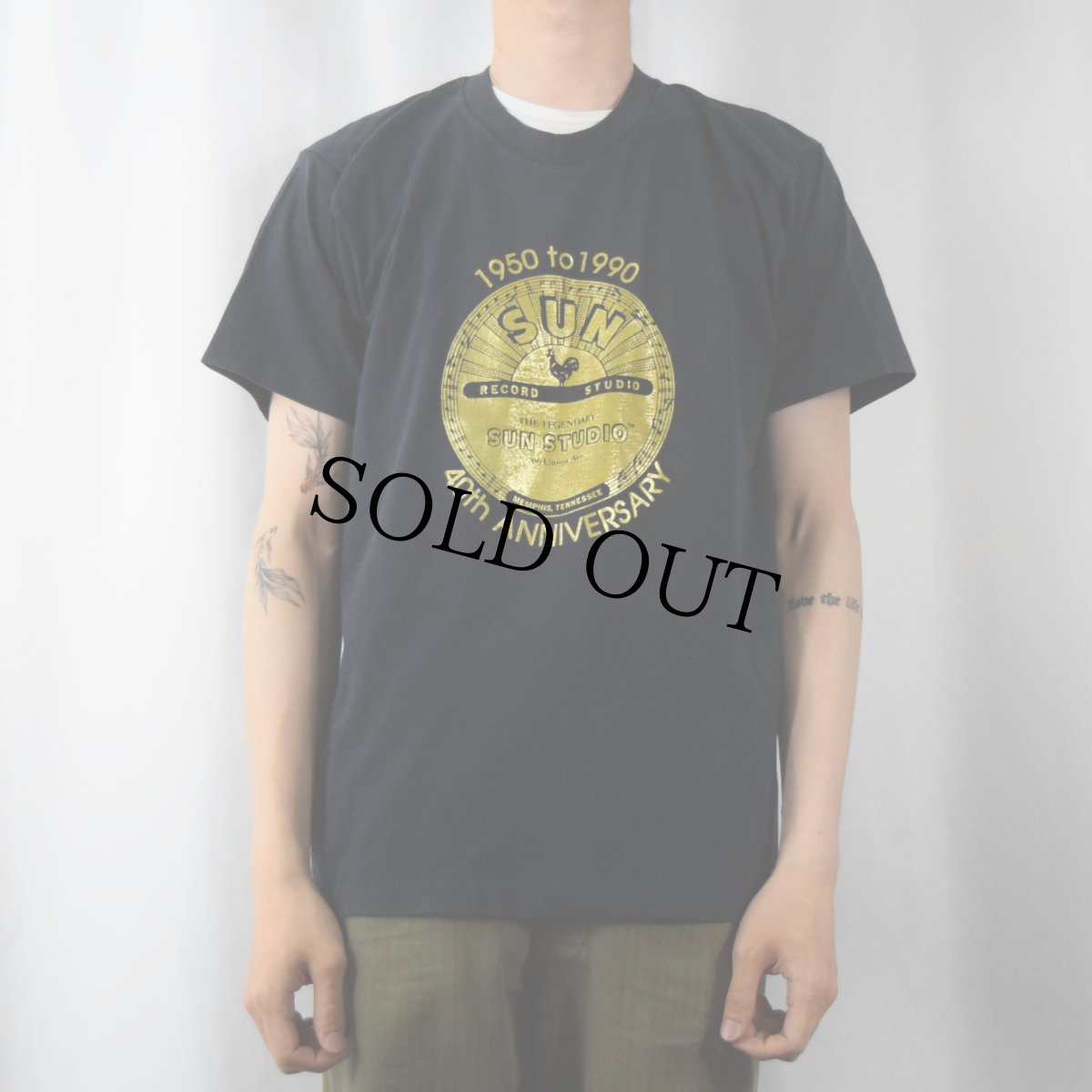 画像2: 90's SUN RECORDS USA製 レコードレーベル プリントTシャツ L (2)