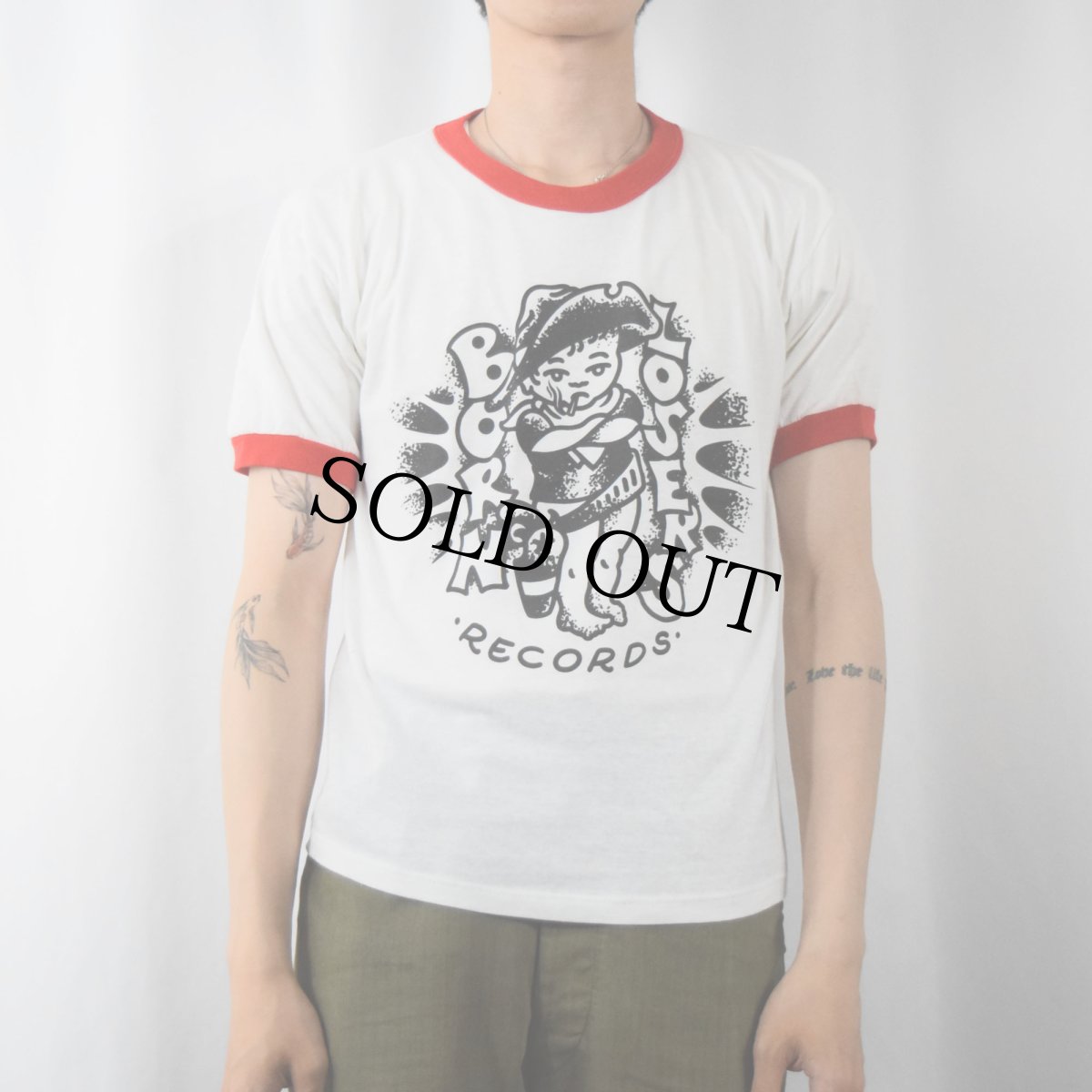 画像2: 90's Born Losers Records USA製 レコードレーベル リンガーTシャツ M (2)