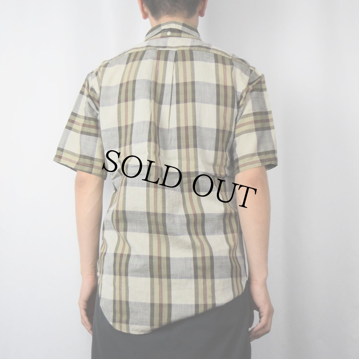 画像3: 60's チェック柄 コットンボタンダウンシャツ M (3)