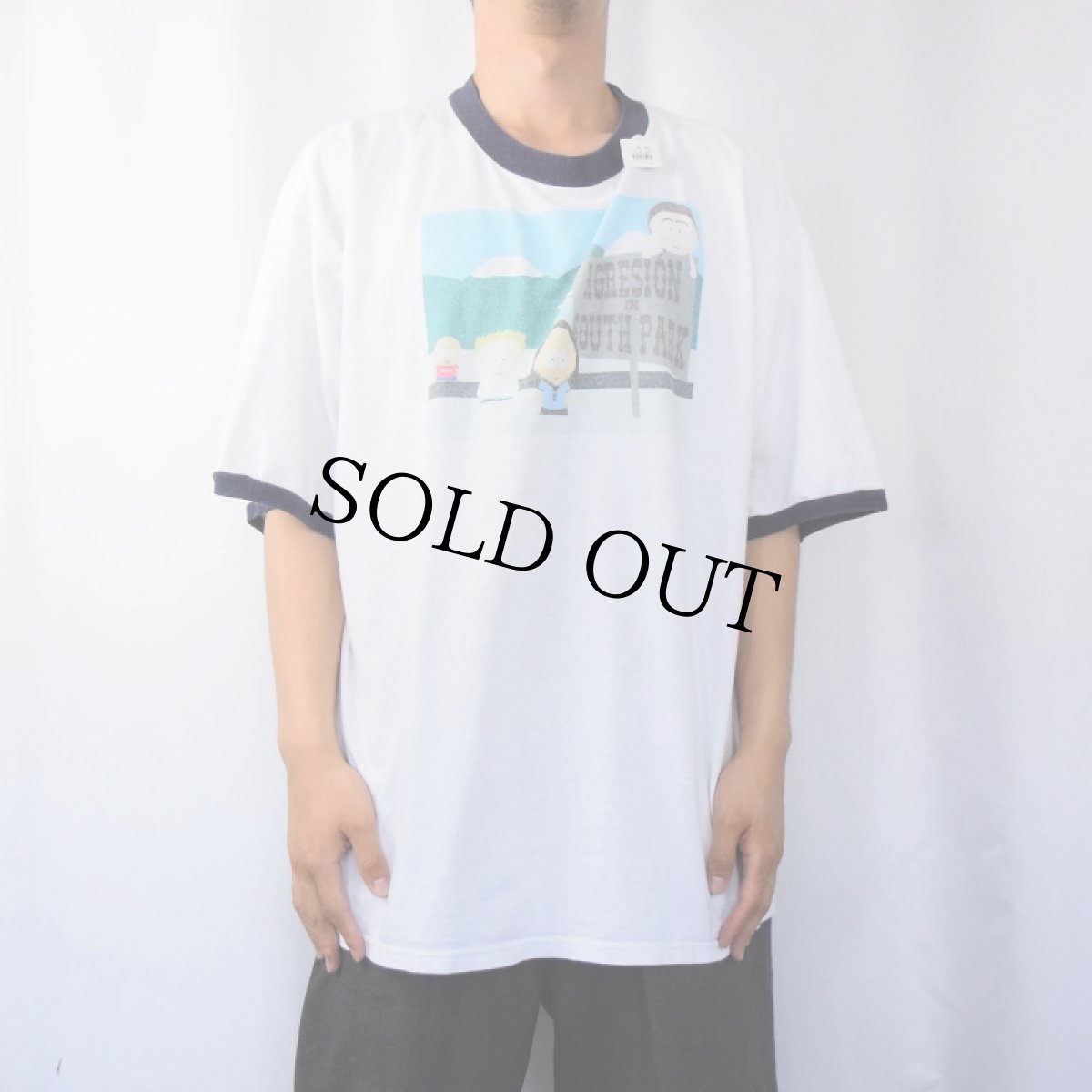 画像2: SOUTH PARK キャラクタープリント リンガーTシャツ XL (2)