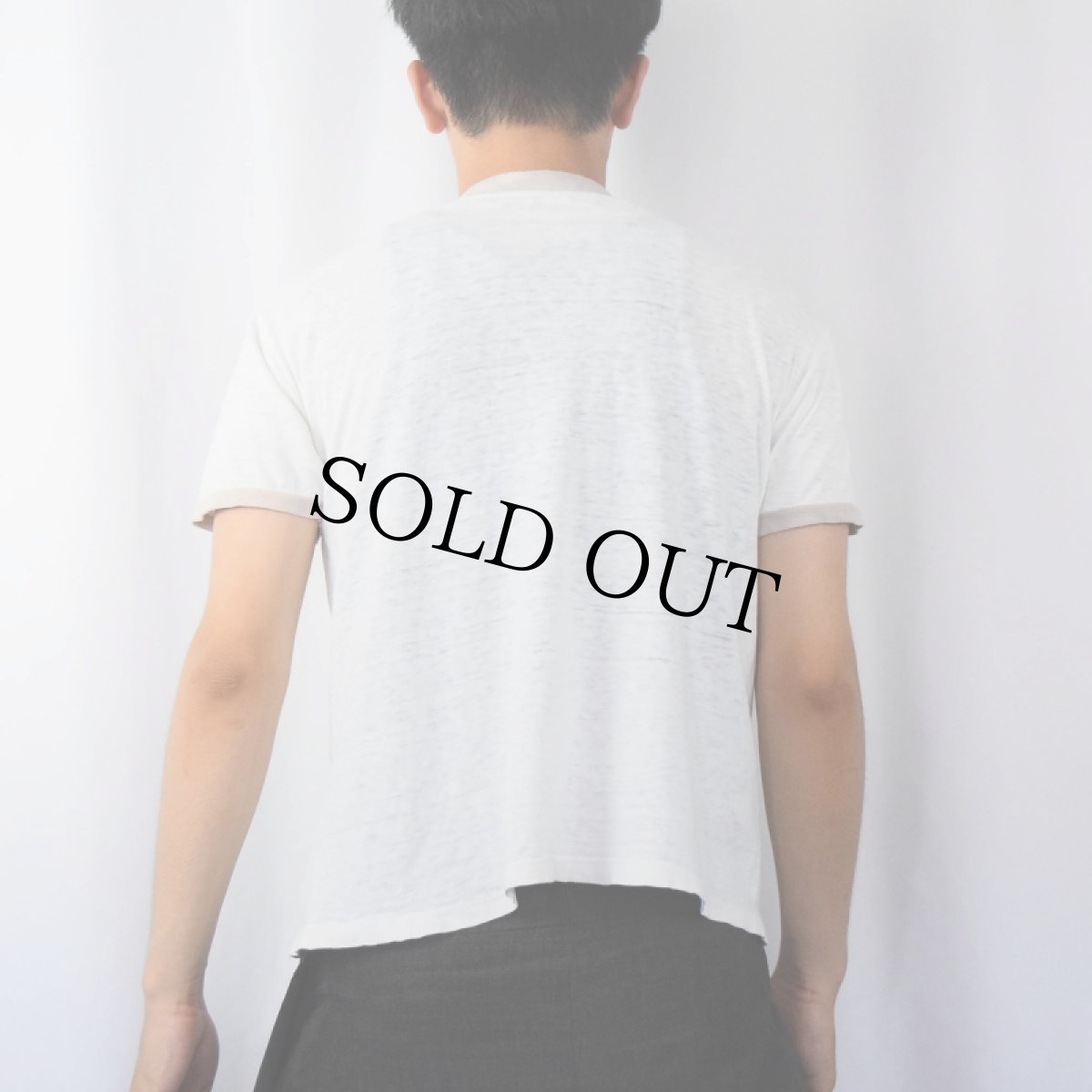 画像3: 70's WALT DISNEY ドナルドダック 染み込みプリント リンガーTシャツ S (3)