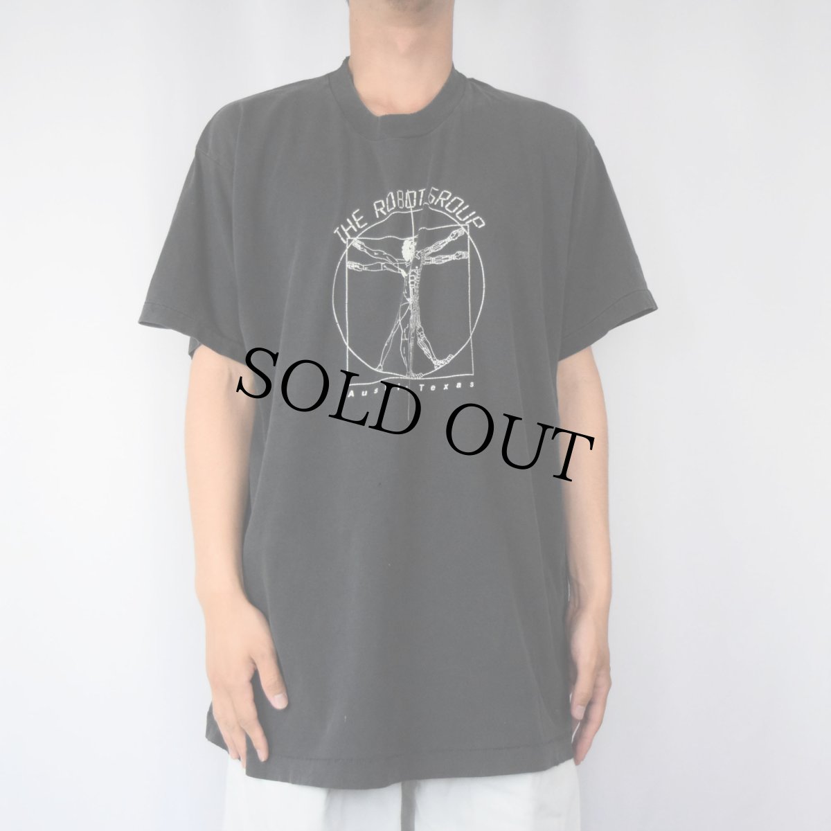 画像3: 90's USA製 "THE ROBOT GROUP" ウィトルウィウス的人体図 パロディプリントTシャツ BLACK XL (3)