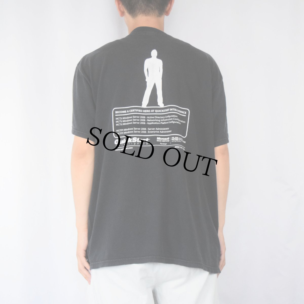 画像3: Microsoft QuickStart "HERO in {training}" コンピューター企業 プリントTシャツ BLACK (3)