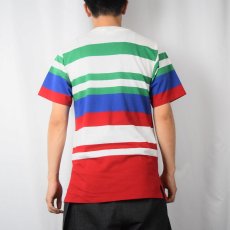 画像3: 【SALE】 90's POLO Ralph Lauen USA製 マルチボーダー柄 ロゴ刺繍Tシャツ (3)