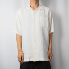 画像2: POLO Ralph Lauren リネン×シルク オープンカラーシャツ L (2)