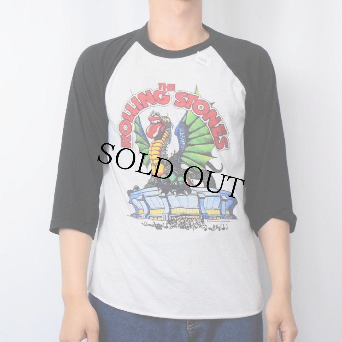 画像2: 80's THE ROLLING STONES USA製 ロックバンド ツアープリント ラグランTシャツ M (2)