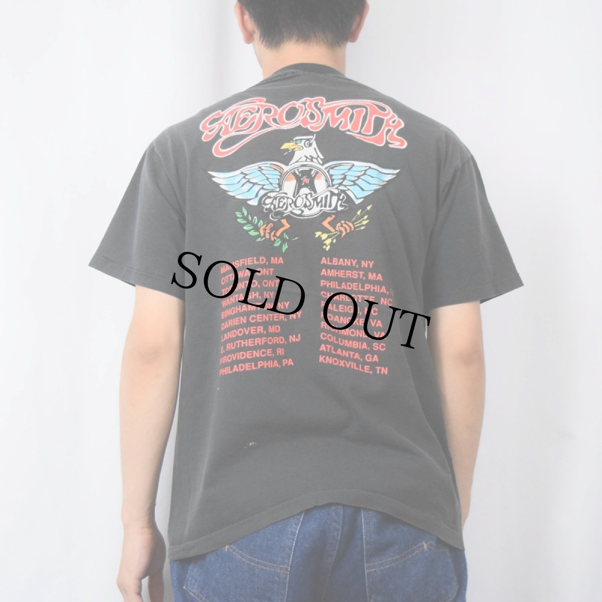 画像4: 90's AEROSMITH USA製 ロックバンドツアープリントTシャツ BLACK L (4)