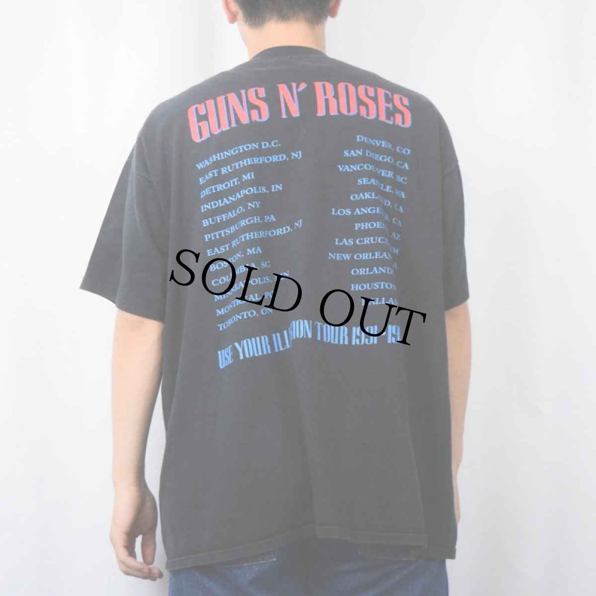 画像4: 90's GUNS ROSES USA製 ロックバンドプリントTシャツ BLACK XL (4)