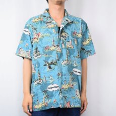 画像2: 2000’s Pineapple Connection "Haagen-Dazs" 総柄ハワイアンシャツ M (2)
