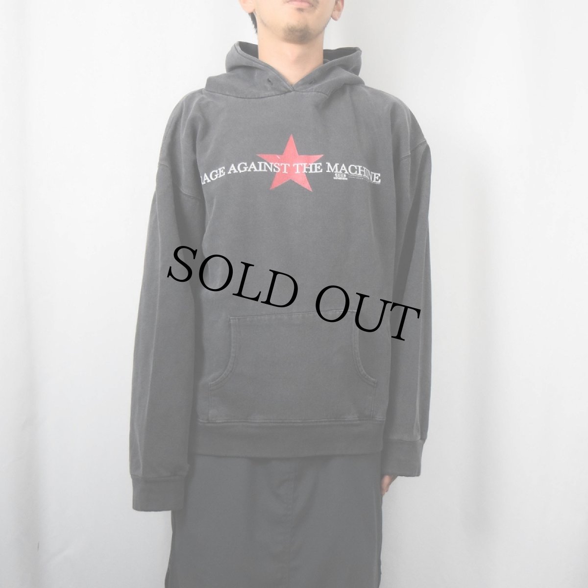 画像2: 2000 RAGE AGAINST THE MACHINE ロックバンド スウェットフーディー BLACK XL (2)
