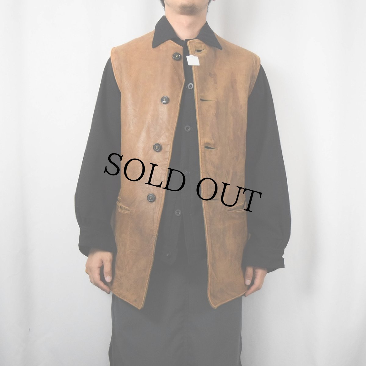 画像2: 10〜20's WW1 A.E.F (American Expeditionary Force)  ジャーキンレザージャーキンベスト (2)