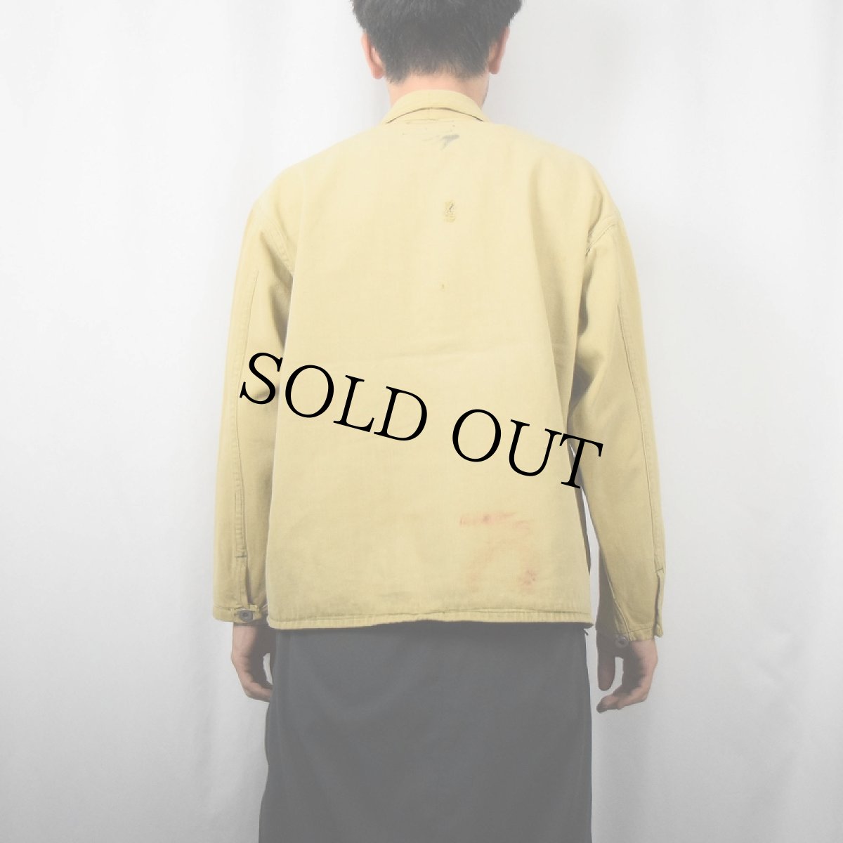 画像3: 20~30's WW1 U.S.ARMY BROWN DENIM JUMPER (3)