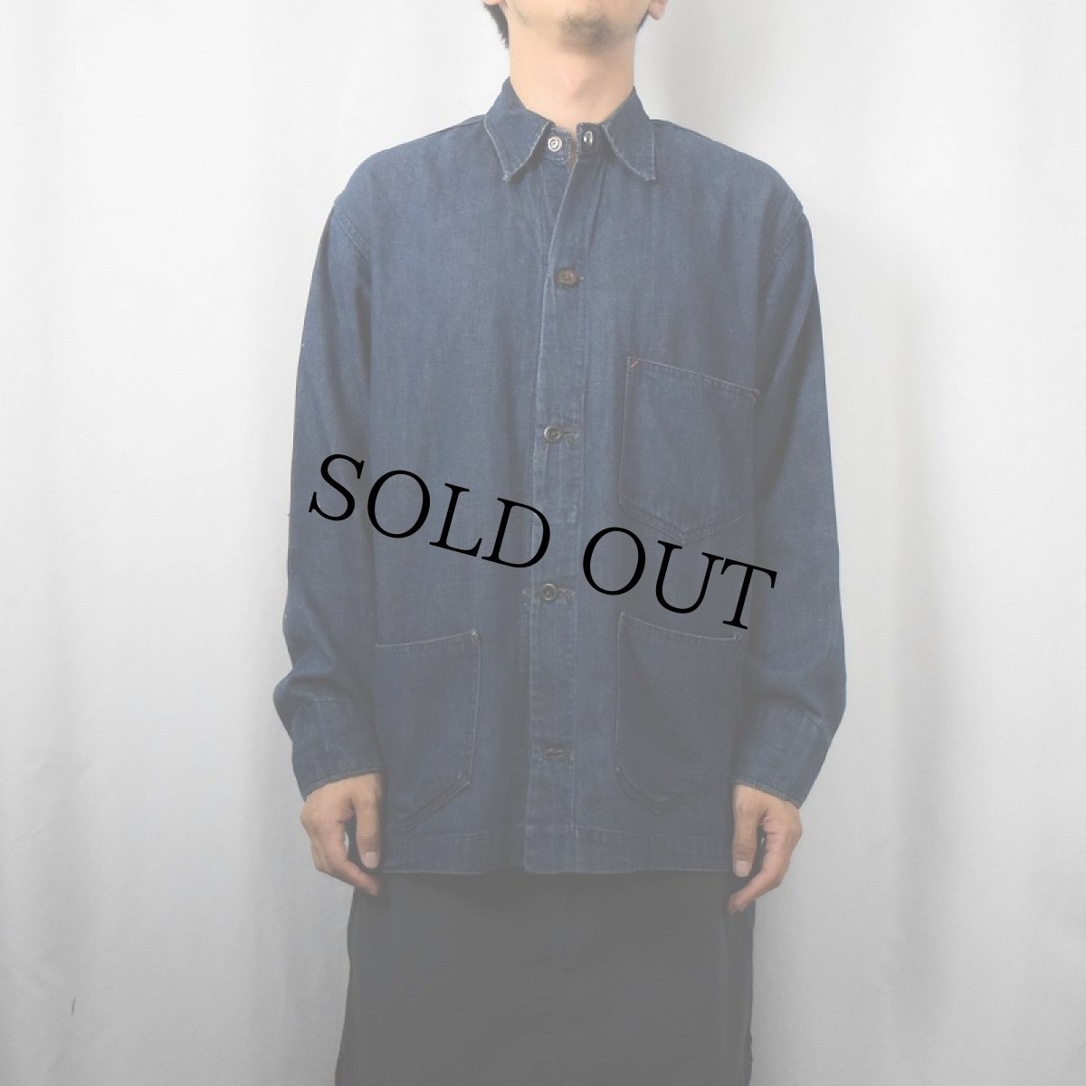 画像2: 50's US/CAN UNKNOWN Indigo Denim Chore Jacket (2)