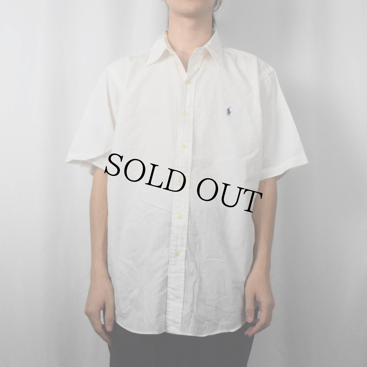 画像2: Ralph Lauren "CLASSIC FIT" ロゴ刺繍 ボタンダウンコットンシャツ L (2)