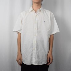 画像2: Ralph Lauren "CLASSIC FIT" ロゴ刺繍 ボタンダウンコットンシャツ L (2)