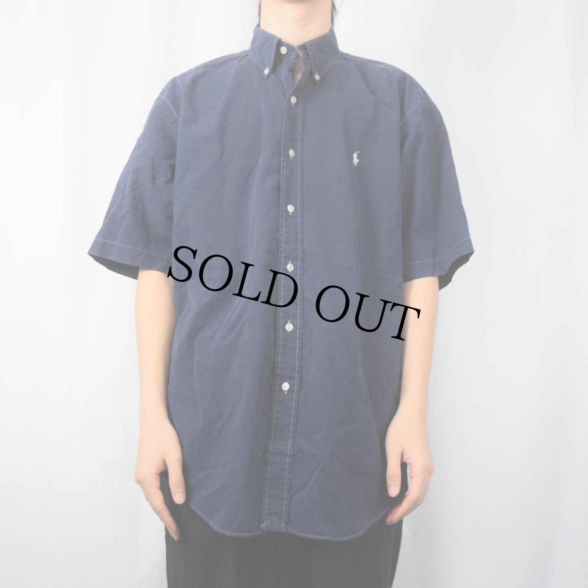 画像2: Ralph Lauren "BLAKE" ロゴ刺繍 ボタンダウンコットンシャツ M (2)