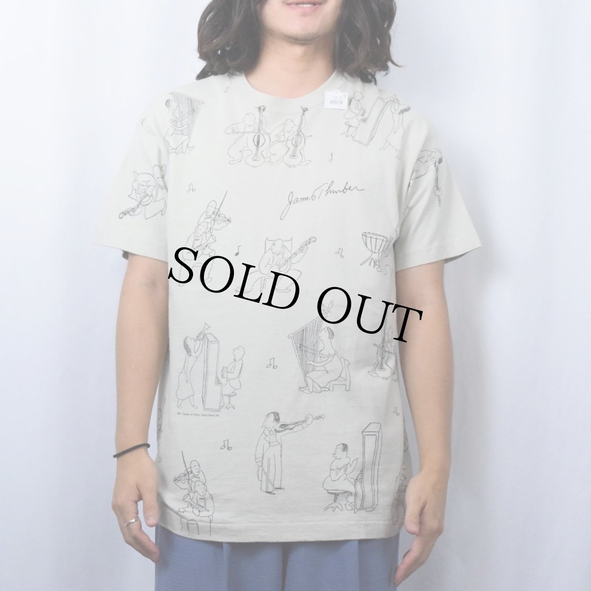 画像2: 90's James Thurber オーケストラ アートプリントTシャツ (2)