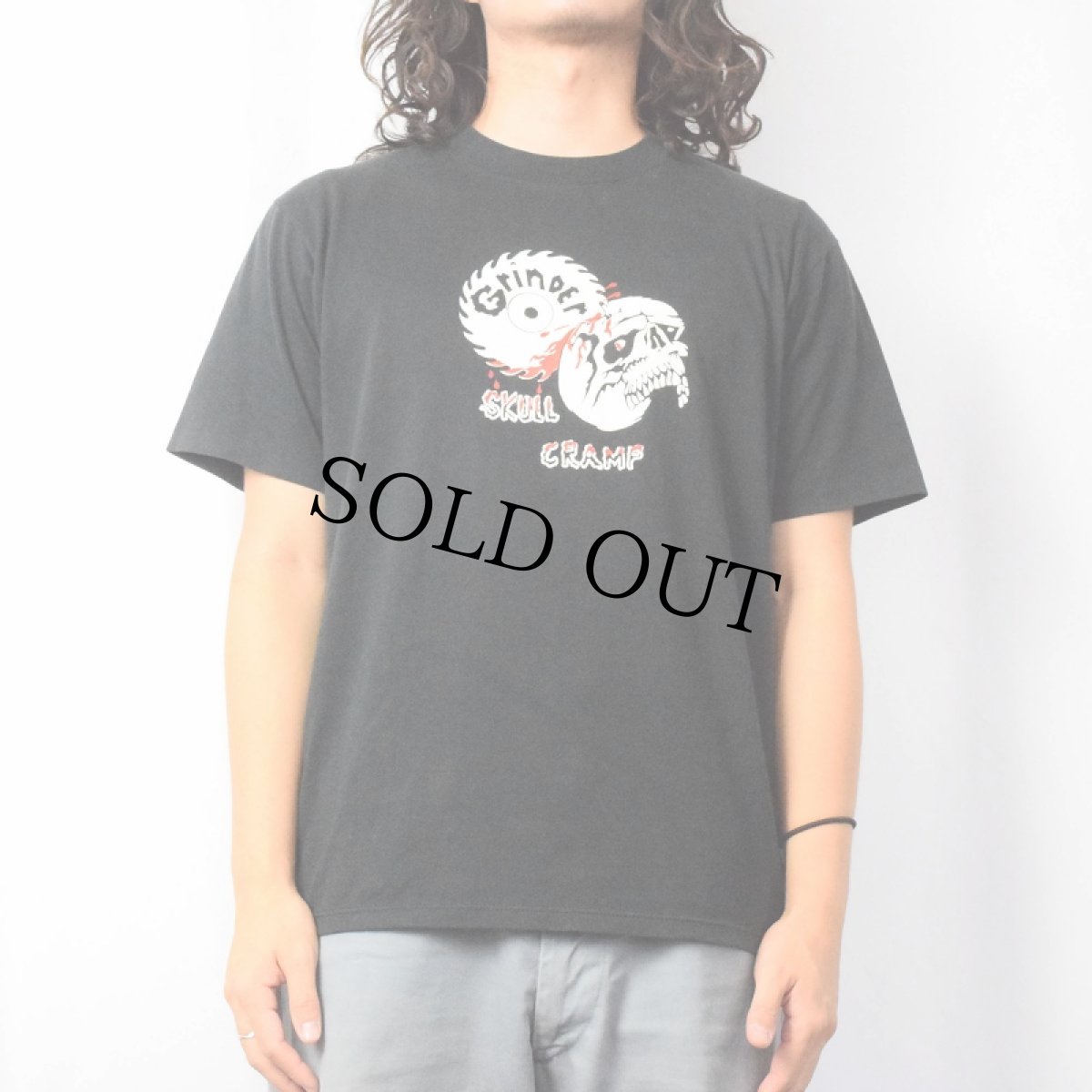 画像2: 80's SKULL CRAMP USA製 スカルプリントTシャツ BLACK L (2)