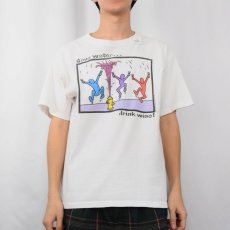 画像2: 90's Chris's Stuff "Save Water Drink Wine" アートプリントTシャツ (2)