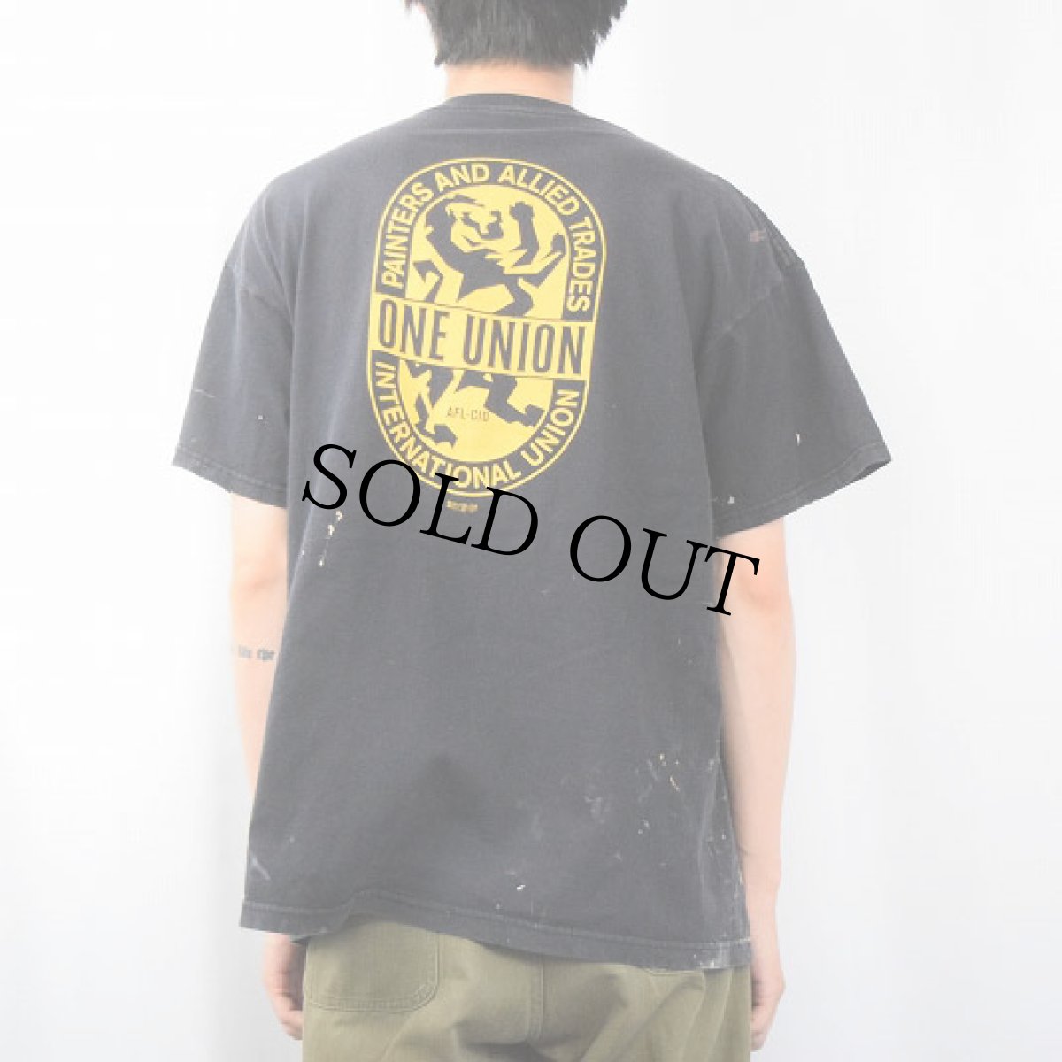 画像4: Hard Hats for Hillary 選挙運動 ペンキペイント プリントTシャツ BLACK XL (4)