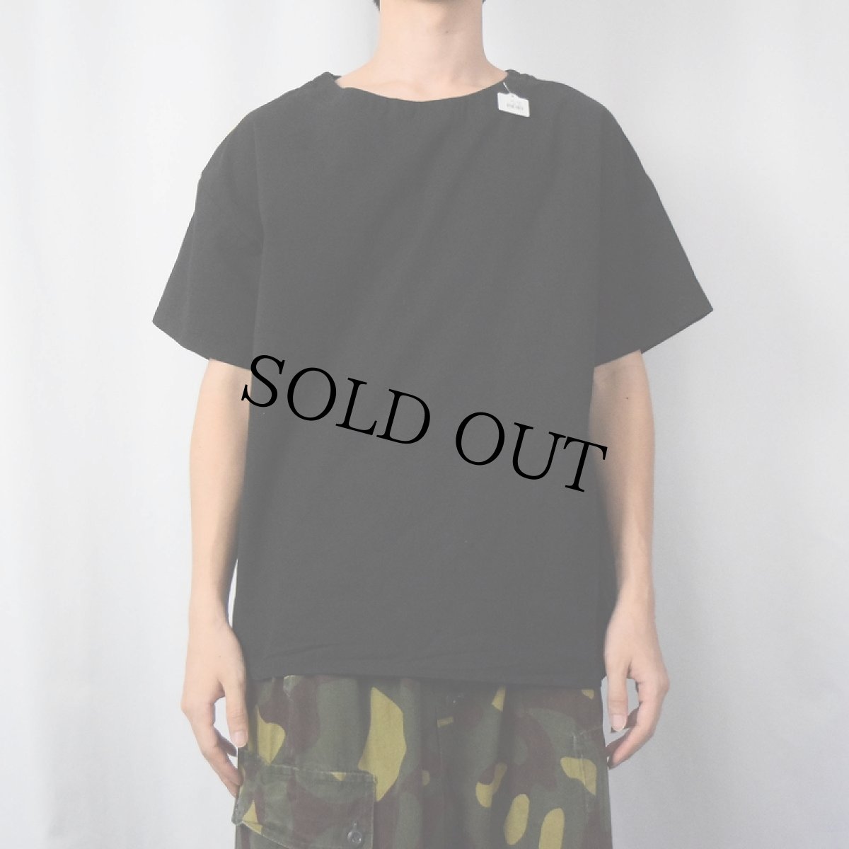 画像2: 無地 コットンプルオーバーシャツ BLACK (2)