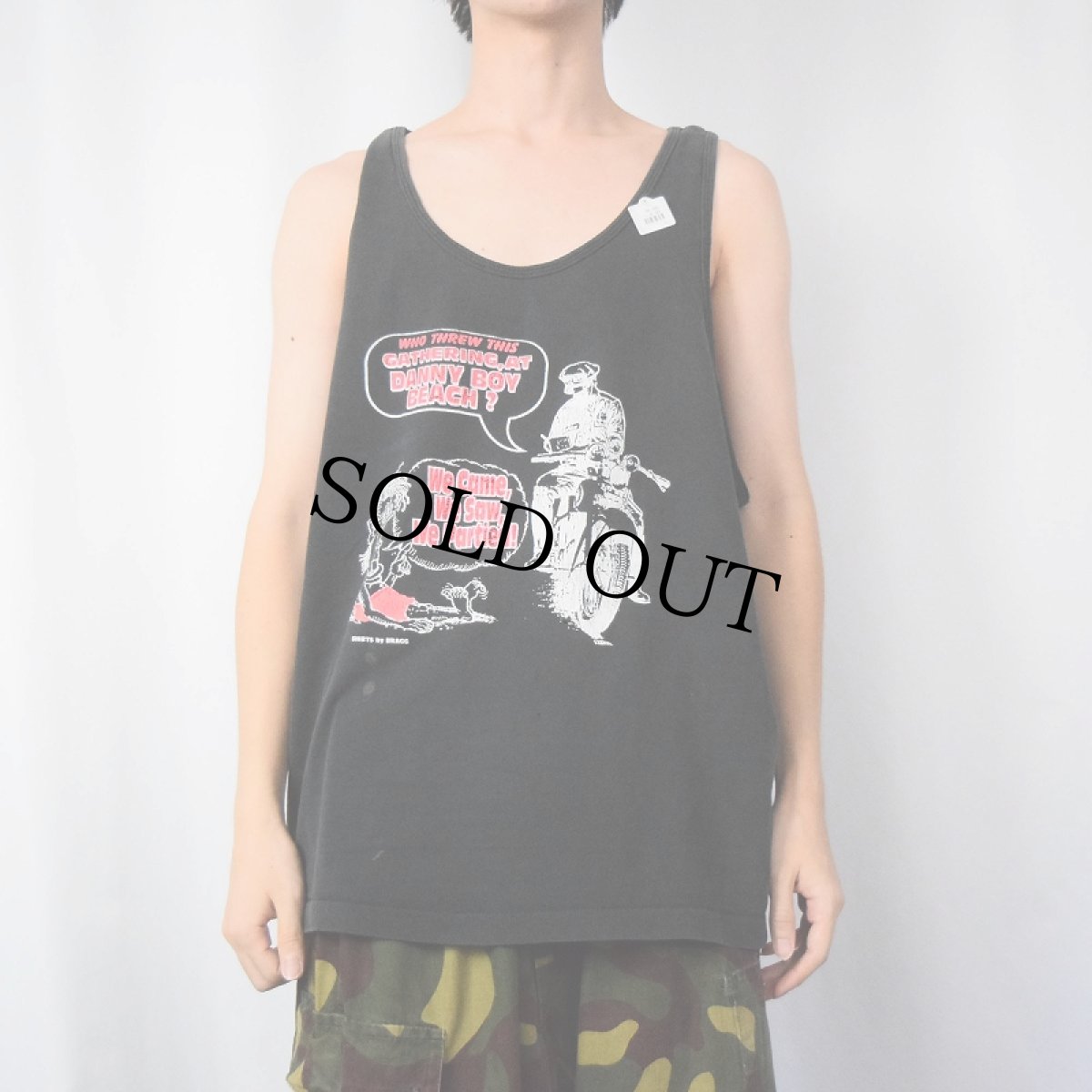 画像3: 90's USA製 "We came, We saw, We painted!" プリント タンクトップ BLACK XL (3)