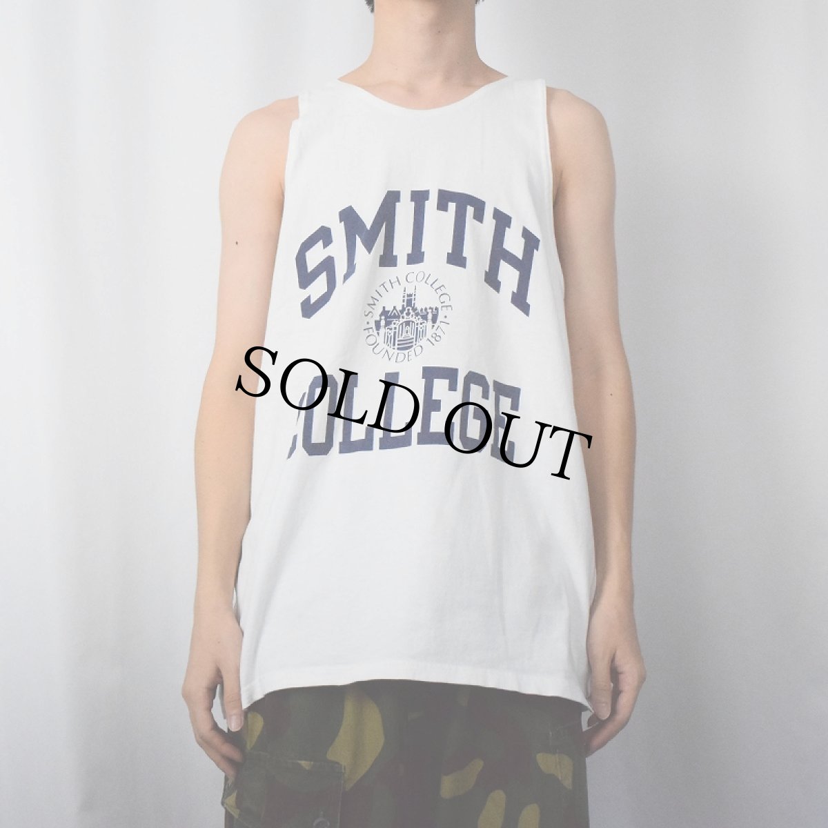 画像2: 90's Champion USA製 "SMITH COLLEGE" カレッジプリント タンクトップ L (2)