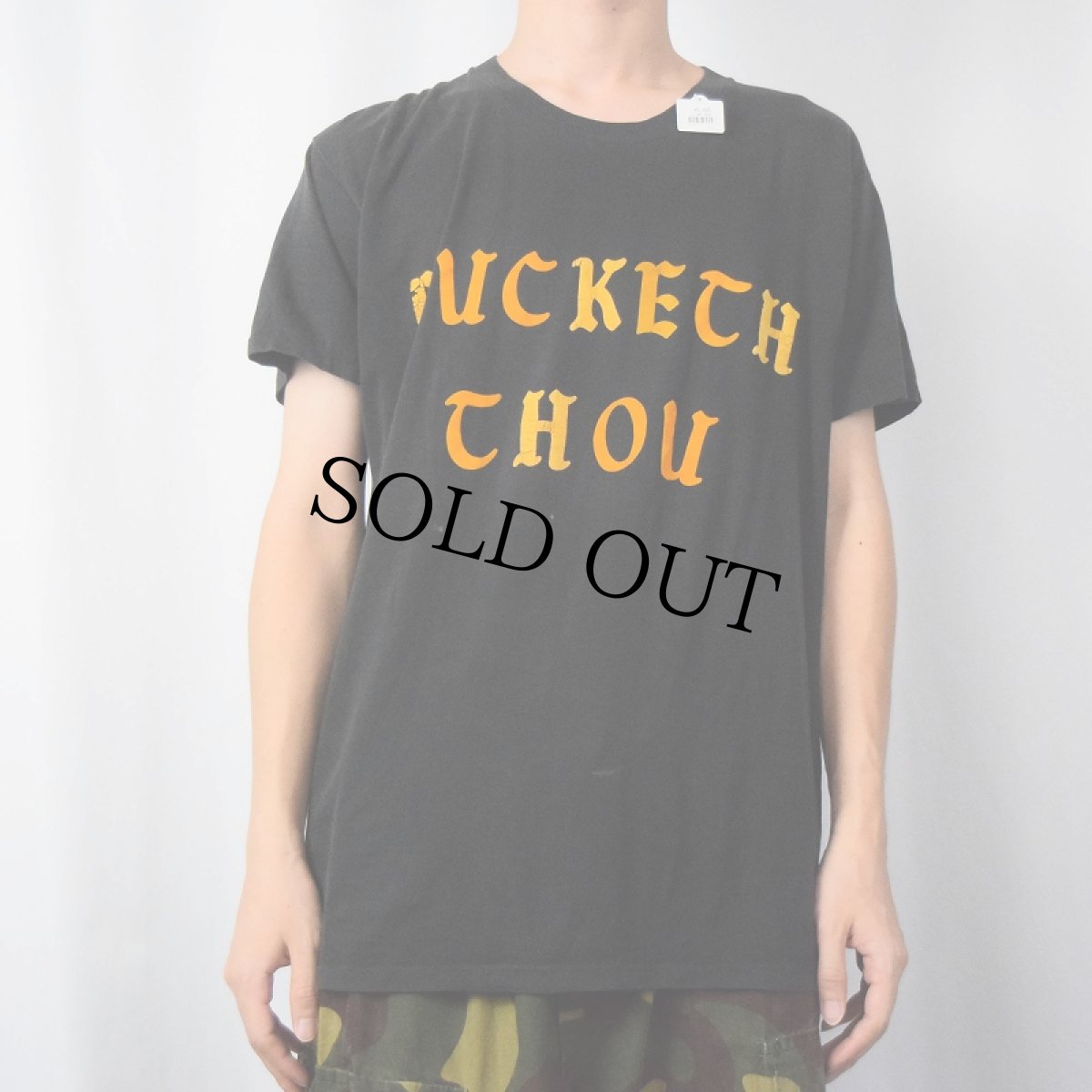 画像2: 80's USA製 "FUCKECH CHOU" カラーフロッキー プリントTシャツ BLACK XL (2)