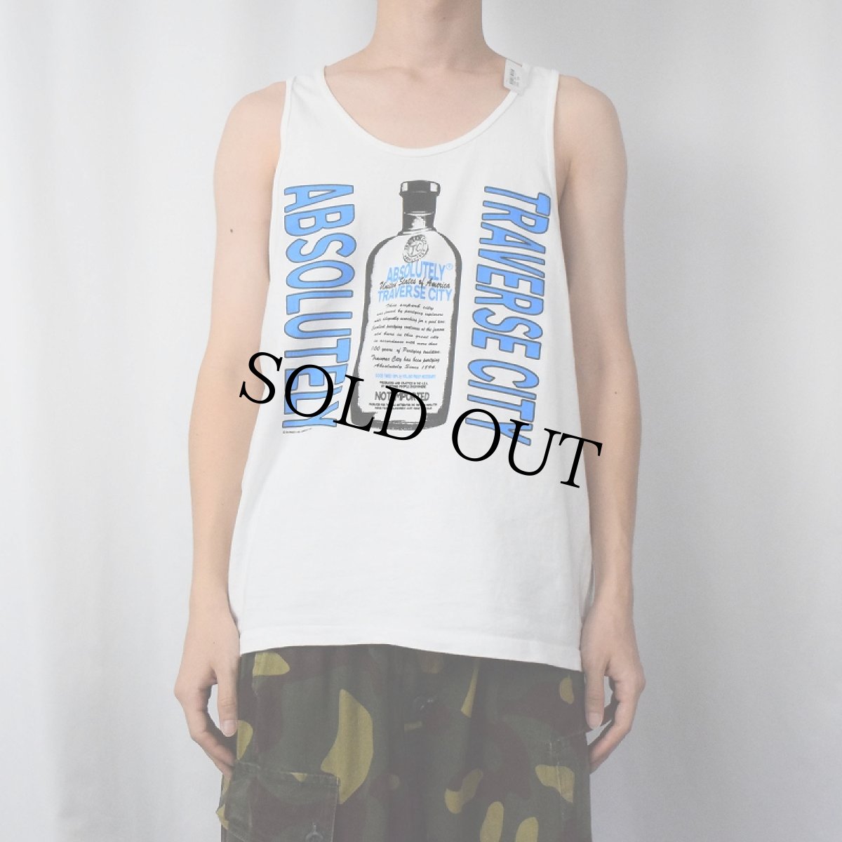 画像2: 90's USA製 "ABSOLUTELY TRAVERSE CITY" プリントタンクトップ L (2)